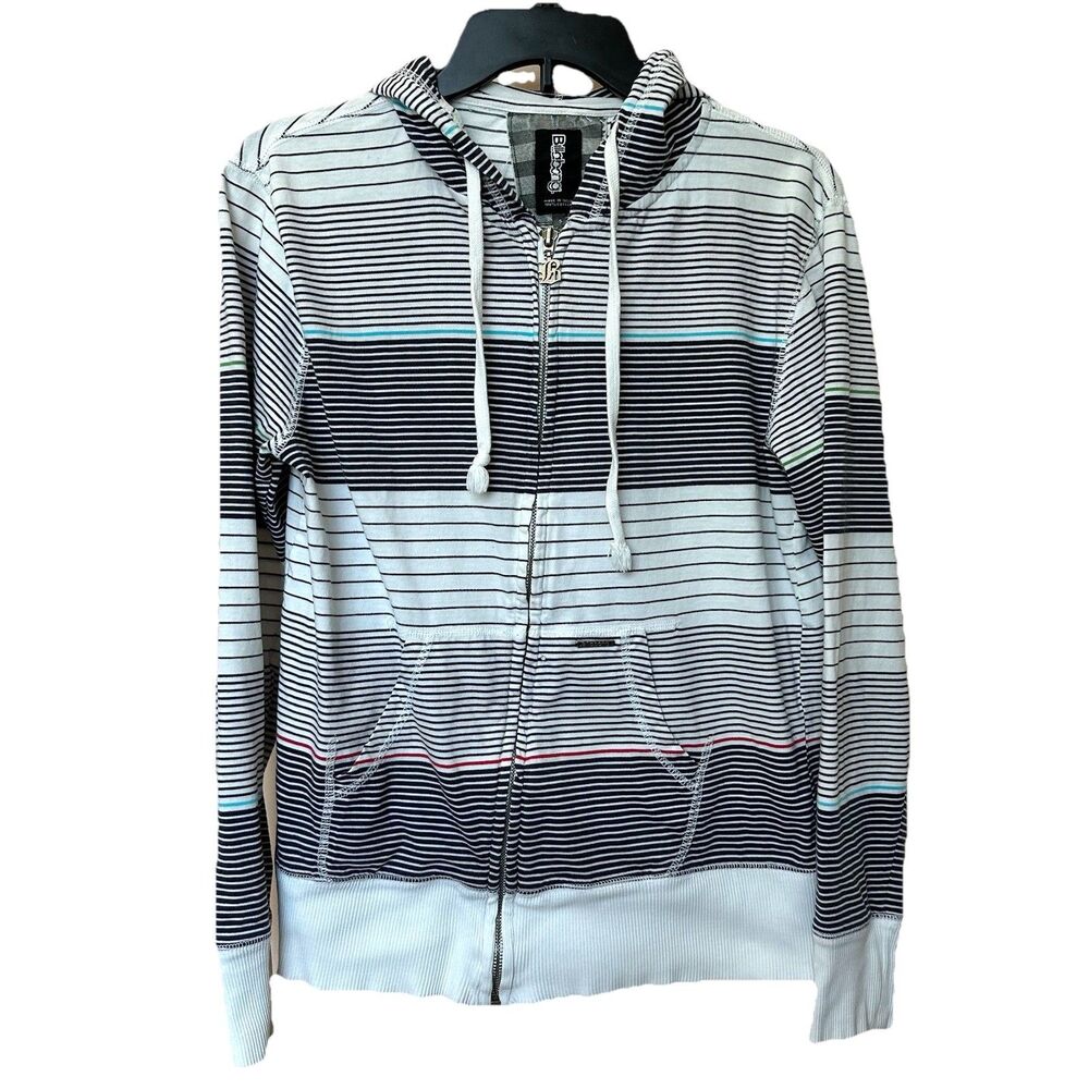 Billabong Hoodie Jacket Womens Small Striped Full Zip Skater Y2K Grunge School